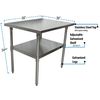 Bk Resources Work Table 16/304 Stainless Steel With Galvanized Undershelf 30"Wx30"D CTT-3030